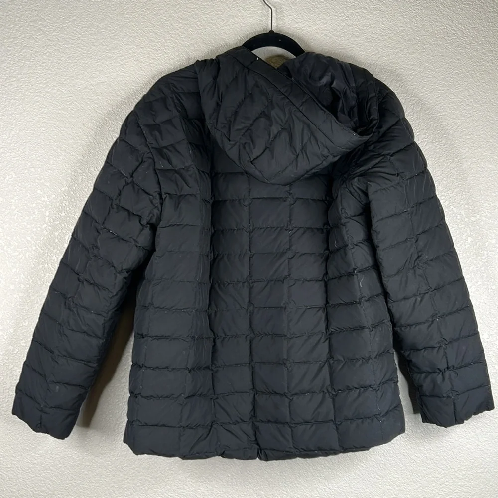 Land's End Boy's Black Down Winter‎ Puffer Jacket with Hoodie Size Small 6/8